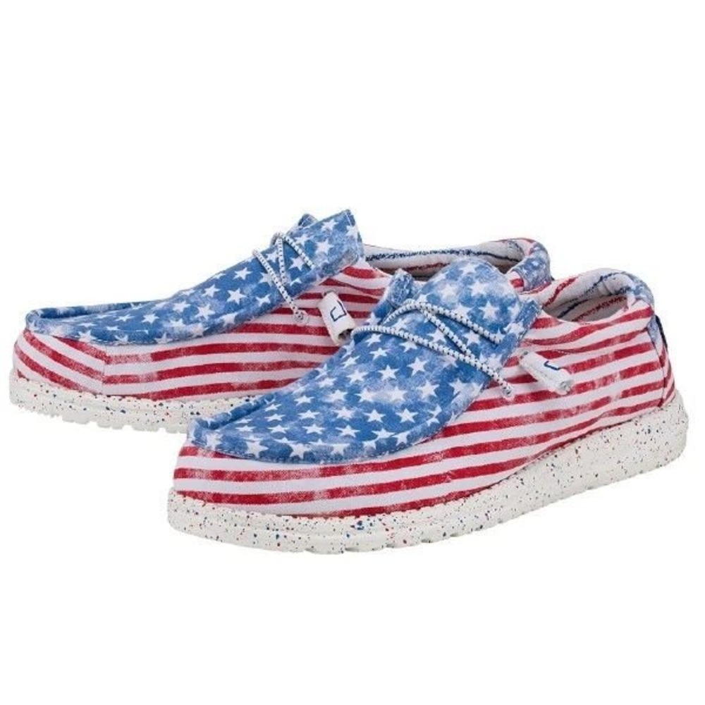 Hey Dude Wally Patriotic Stars And Stripes Mens 9 Shoes Blue Red White 40001-9C8